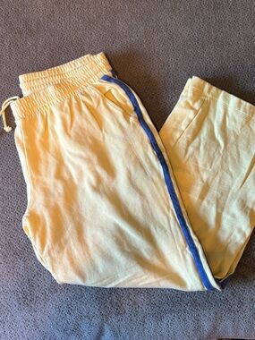 Old Navy Pale Yellow Drawstring Lounge Pants with Blue Label